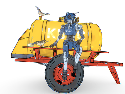 虚拟人物 拖车 机器人 鸽子 移动水箱 大水桶