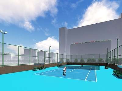 现代简约其他休闲娱乐空间 室外天面网球场