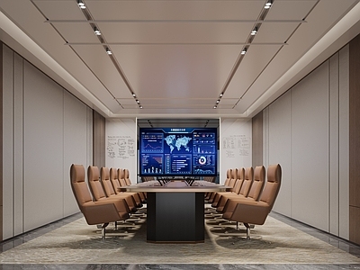 现代新中式会议室 小型会议室 办公会议室