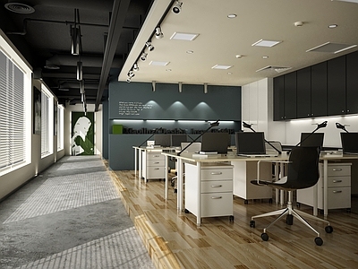 现代办公室 公共办公区 办公室 办公桌