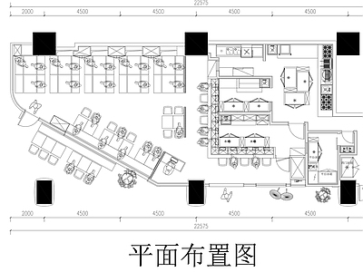 现代中餐厅 商场餐厅设计平面 餐饮店铺平面图 快餐厅设计平面图 施工图