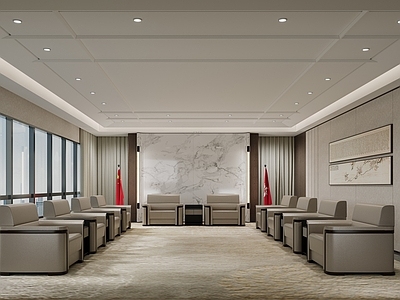 现代新中式接待室 行政接待室 现代接待室