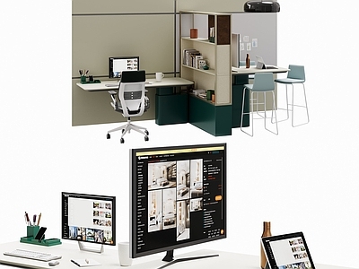 现代意式办公桌椅 办公桌椅 书桌椅 洽谈桌椅 休闲桌椅