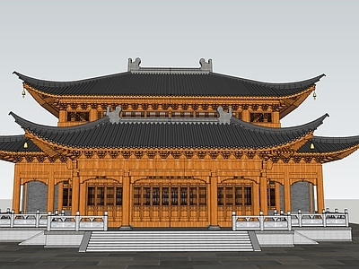 中式寺庙建筑 大雄宝殿古建筑