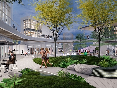 现代新中式商业综合体景观 商业景观