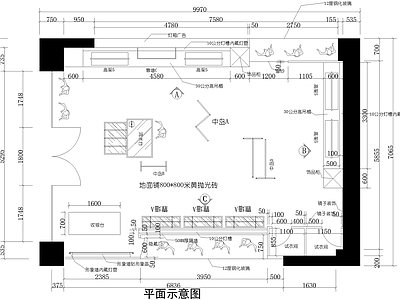 服装店 服饰店 橱窗 收银台 施工图