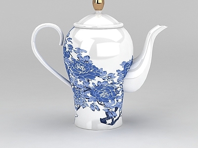 中式青花瓷茶壶