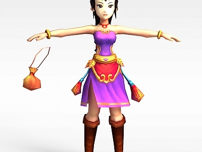 现代Q版小鱼儿与花无缺游戏角色女人