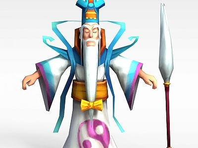 现代Q版小鱼儿与花无缺游戏人物老人