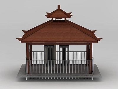 现代中式双层凉亭