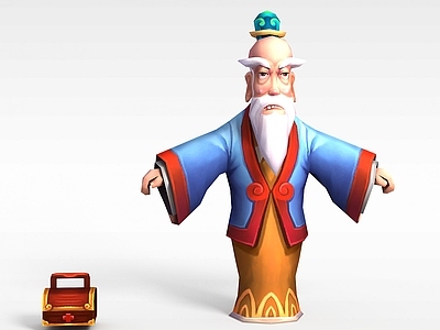 现代Q版小鱼儿与花无缺游戏人物老人