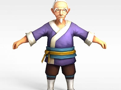 现代Q版小鱼儿与花无缺游戏人物老人