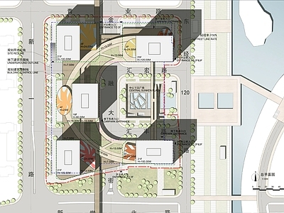 现代产业园建筑 现代商务金融中心 产业办公楼 产业园 总平面图 施工图