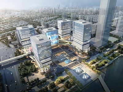 现代产业园建筑 现代商务办公大楼 商务金融中心 产业园 建筑方案平面 施工图