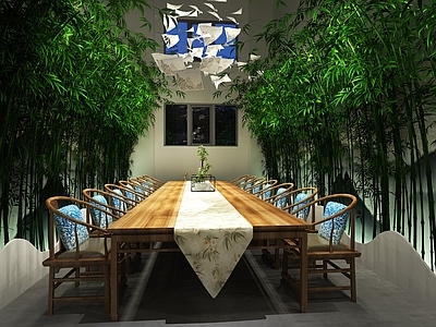 中式会议室 竹林会议 山水禅意
