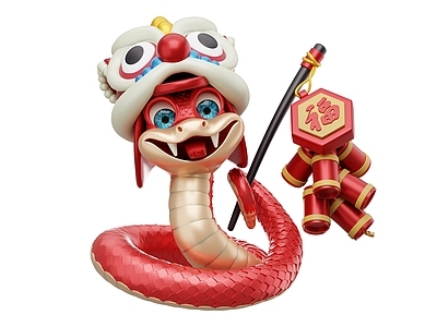 爬行类动物 蛇年美陈 蛇年吉祥物 红色蛇 金色蛇