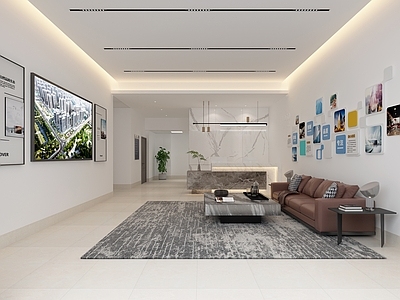 现代办公大厅 现代办公接待大堂 办公接待大堂 接待前台