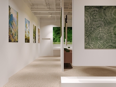 现代其他展厅 艺术展厅 艺术画展厅 挂画展厅