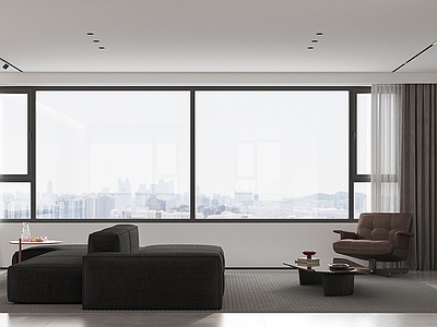 现代家居客厅 高级灰客厅 黑白客厅 无主灯客厅 黑白灰客厅 大平层客厅