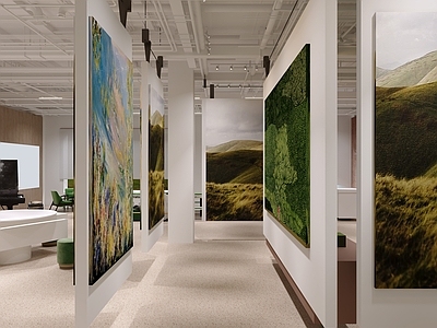 现代其他展厅 画室 画展 展示空间 展厅 过道