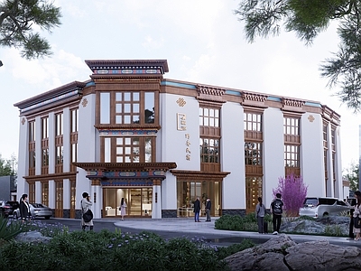 禅意新中式风格建筑 酒店 藏式 西藏 藏式风格 建筑
