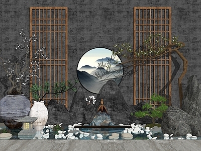 现代新中式其他景观小品 庭院小品 中式组景