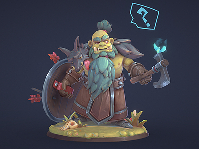 虚拟人物 维京兽人 卡通小兵 守卫兽人 风格化战士 盾兵