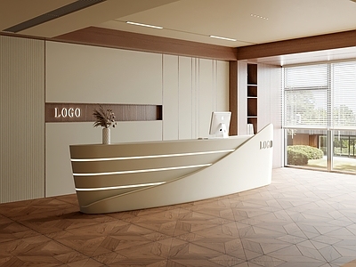 现代中古办公大厅 前台 接待区