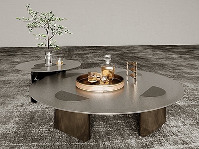 现代轻奢几类组合 茶几组合 圆形茶几