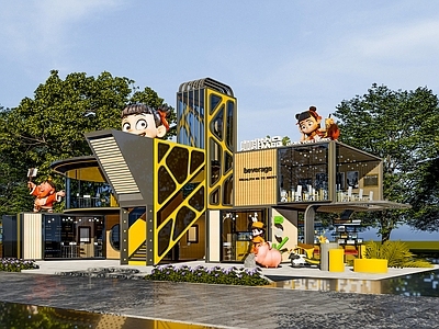 现代艺术风格建筑 集装箱咖啡店 集装箱 集装箱餐饮店 集装箱奶茶店