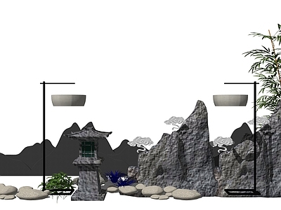 现代新中式其他景观小品 庭院小品 中式组景