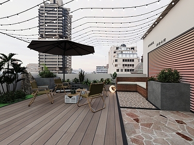 现代观景平台 屋顶观景平台 屋顶花园 户外露营