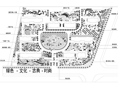 景观平面图 中心广场景观设计 公园景观平面 庭院平面图 施工图