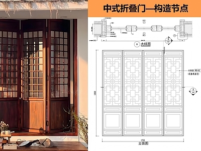 综合门节点 折叠门节点 施工图