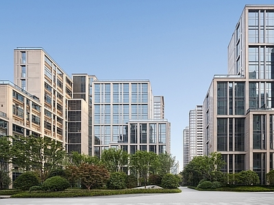 现代街道外景 白天外景 道路 人行道 商业街外景 写字楼外景