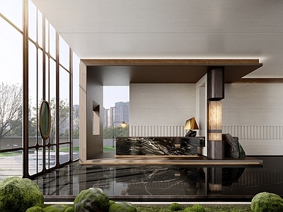 现代轻奢售楼处 售楼处 前厅 洽谈区