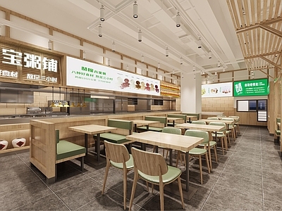 现代新中式快餐店 小吃快餐店明档 新中式 快餐 街边店