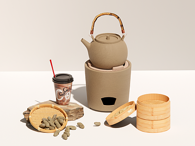 厨具 碳炉 茶炉 茶具组合 竹簸箕 蒸笼