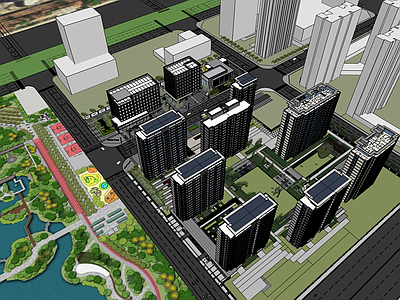 现代极简小区建筑 绿城住宅区规划 城市展览馆 示范区 售楼处 公寓酒店