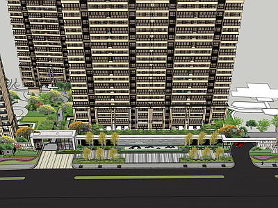 现代轻奢小区建筑 小区出入口 售楼处 社区中心 住宅区景观围墙 社区大堂