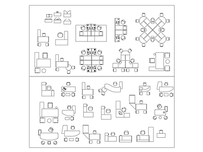 办公家具图库 各种办公家具 多样化办公家具 办公家具系列 不同类型的办公家 各款办公家具 施工图