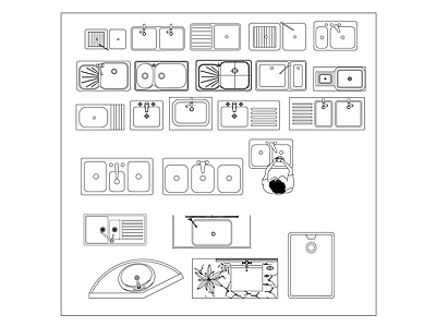 现代厨房设施 厨房水槽布局图 厨房水槽配置图 厨房水槽安装图 厨房水槽结构图 厨房水槽设计图 施工图