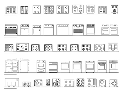 现代厨房设施 厨房灶具布局图 厨房灶具结构图 厨房灶具安装图 厨房灶具示意图 厨房炉具设计图 施工图
