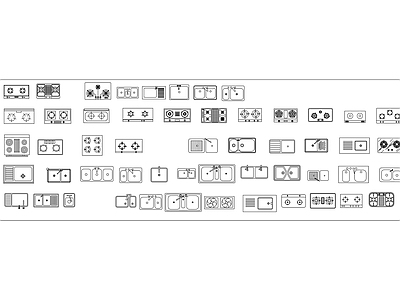 现代厨房设施 厨房灶具与水槽 厨房炉具配水槽 灶具水槽组合 厨房水槽灶具集成 嵌入式灶具水槽设 施工图