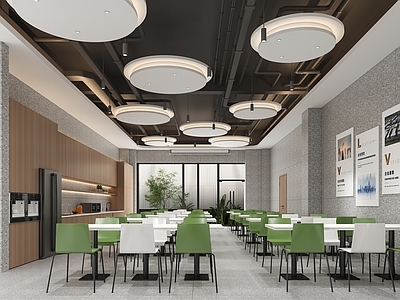 现代自助餐厅 现代食堂 大学食堂 原木食堂 水吧台 员工食堂
