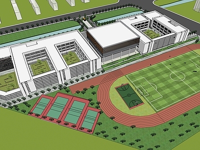 现代简约学校建筑 教学楼学校 现代中学学校