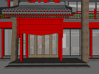 新中式中式古建筑 古建筑外立面设计 门头设计 餐饮门头设计 中式门头设计