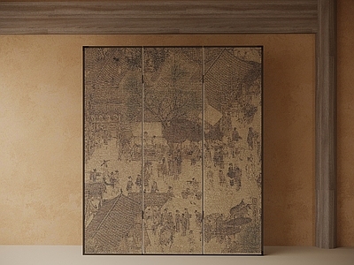 新中式中式屏风 木屏风 背景墙板