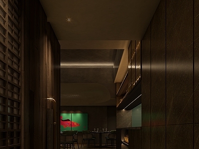 侘寂原木中餐厅 中餐厅明档 餐饮空间设计 艺术走道走廊设 复古走廊设计