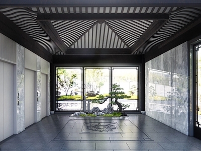 中式新中式古建筑 中式电梯厅